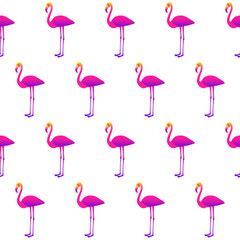 Abstract paper cut pink flamingo seamless pattern background. Childish crafted flamingo bird for design holiday wrapping paper, baby nappy, textile, birthday wallpaper etc.