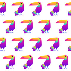 Abstract paper cut toucan seamless pattern background. Childish crafted toucan  bird for design holiday wrapping paper, baby nappy, textile, birthday wallpaper etc.