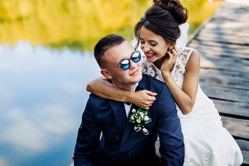 Fototapeta premium Portrait of an amazing wedding couple.