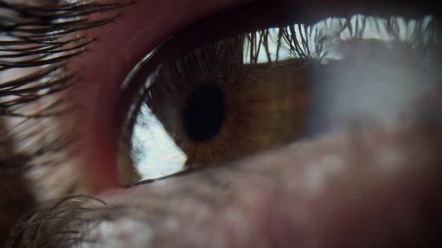 4k Extreme Close-up, Microscopic View of Human Eye Open