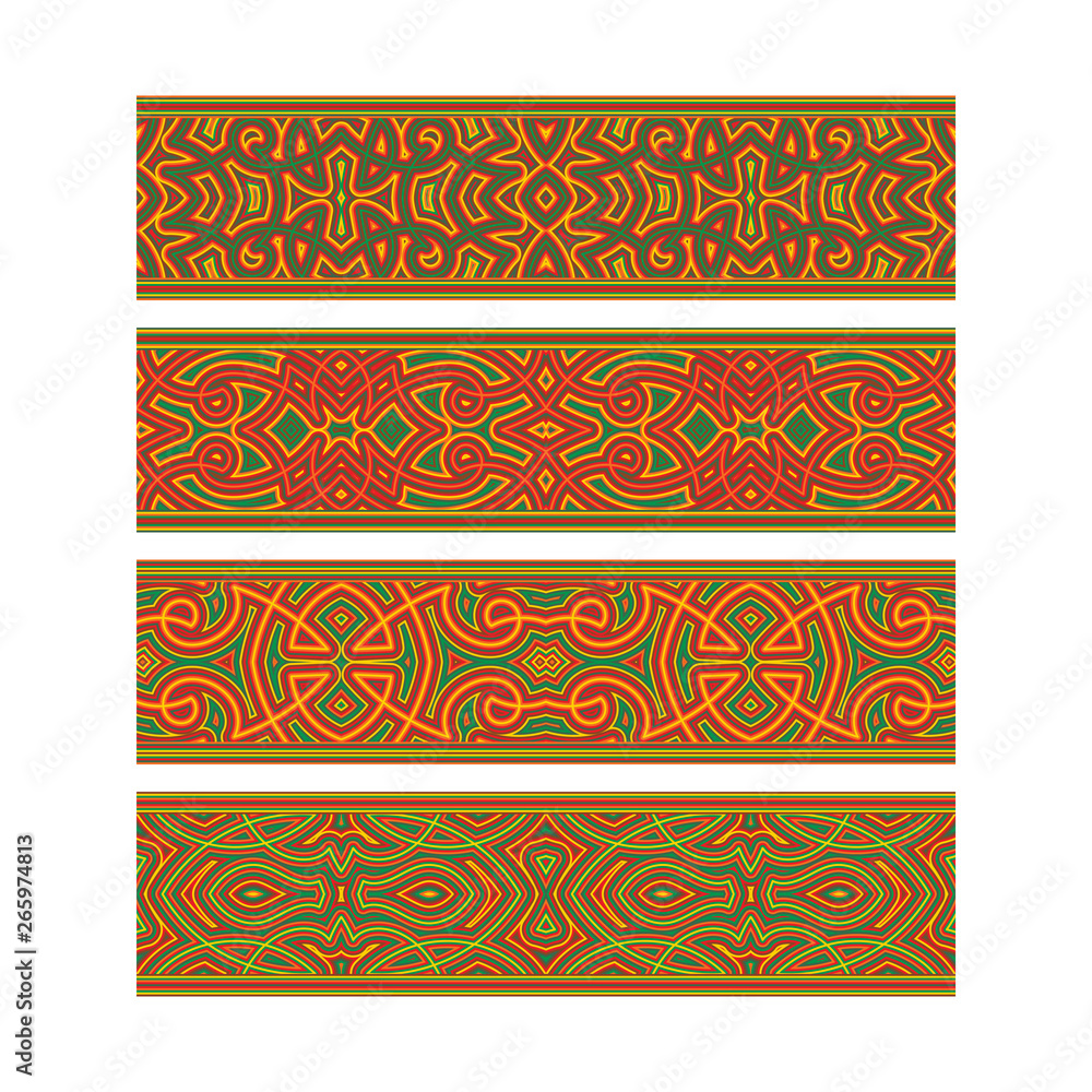 Poster artistic tribal ribbon design. move ornament elements to brush panel to create vector pattern brushe