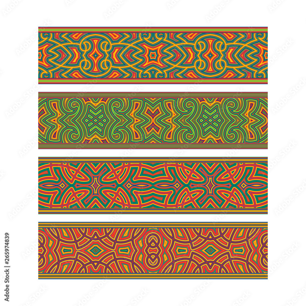 Poster bohemian tribal ribbon design. move ornament elements to brush panel to create vector pattern brushe