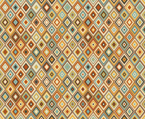 Autumn orange diamond. Geometric seamless pattern, texture for textile print, wallpaper background, vector illustration.