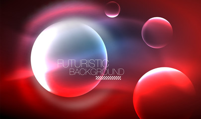 Blue neon bubbles and circles futuristic abstract background