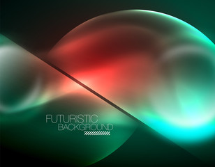 Vector glowing neon circles abstract background