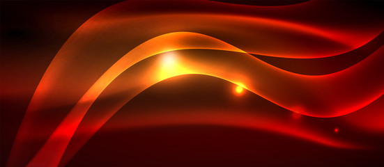 Glowing abstract wave on dark, shiny motion, magic space light. Techno abstract background