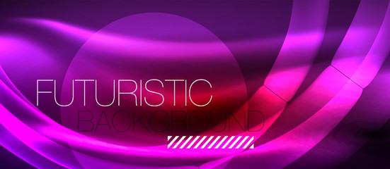 Glowing abstract wave on dark, shiny motion, magic space light. Techno abstract background