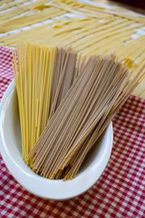 approaching of wholemeal and normal spaghetti