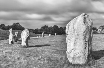 Details of stones and the environs in the Prehistoric Avebury Stone Circle, Wiltshire, England, UK