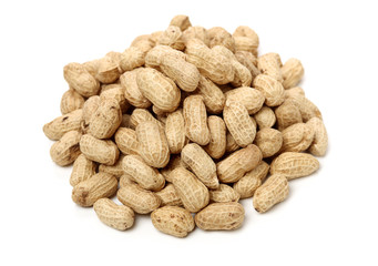Peanuts on a white background