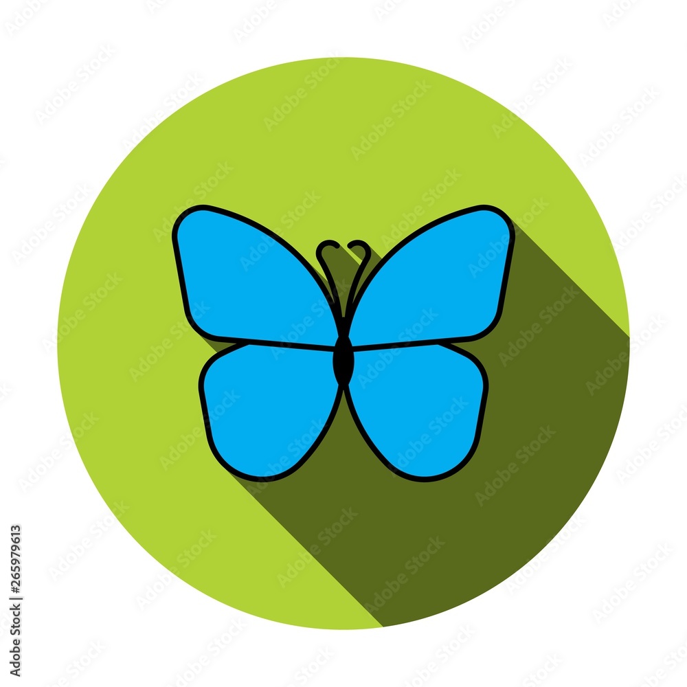 Aufkleber butterfly icon with long shadow in circle on white background. flat vector illustration easy to edit