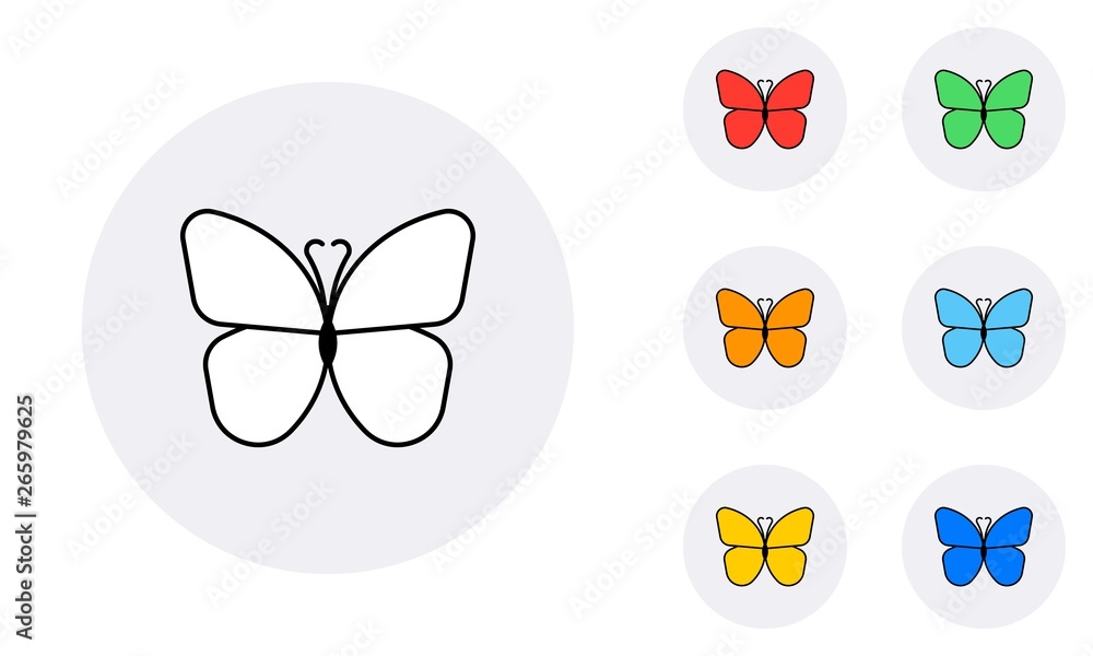 Aufkleber set of simple butterfly icons on white background. flat vector illustration easy to edit and customi