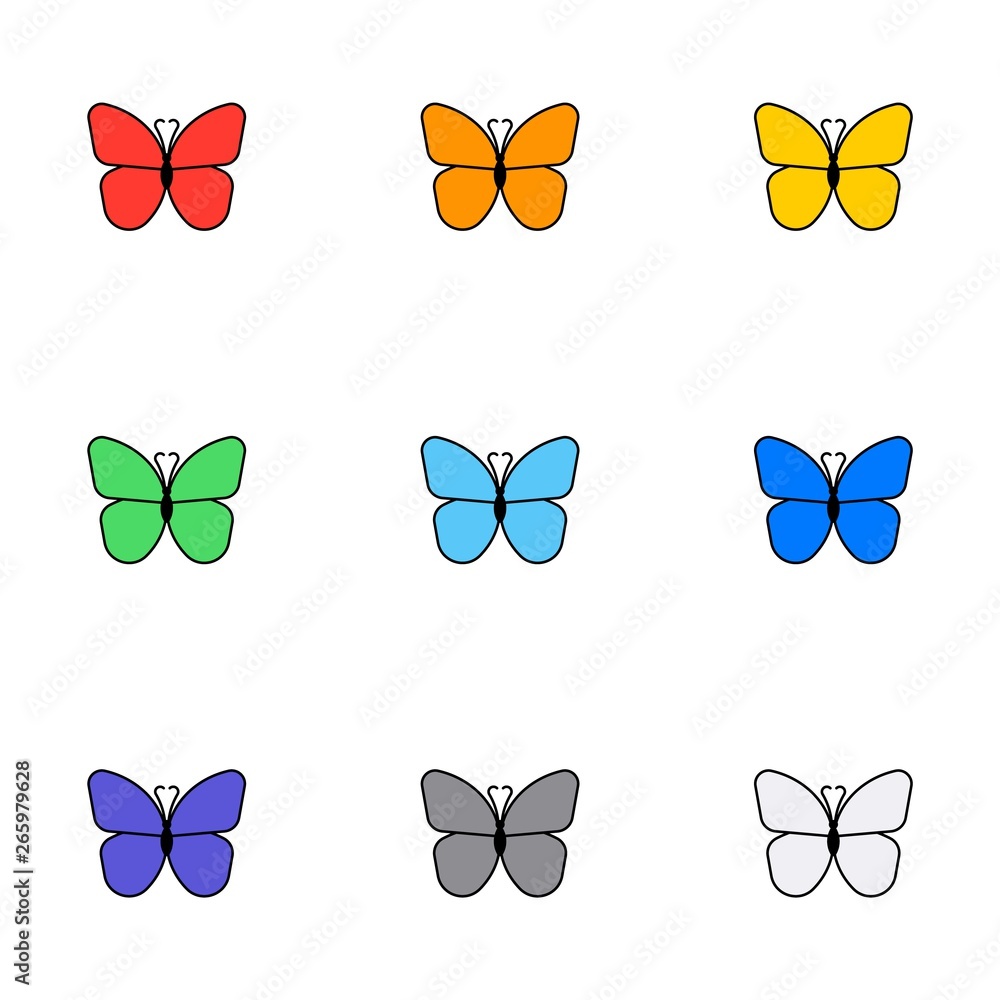 Aufkleber set of simple butterfly icons on white background. flat vector illustration easy to edit and customi