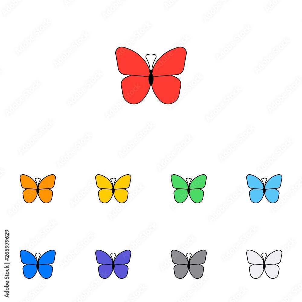 Aufkleber set of simple butterfly icons on white background. flat vector illustration easy to edit and customi