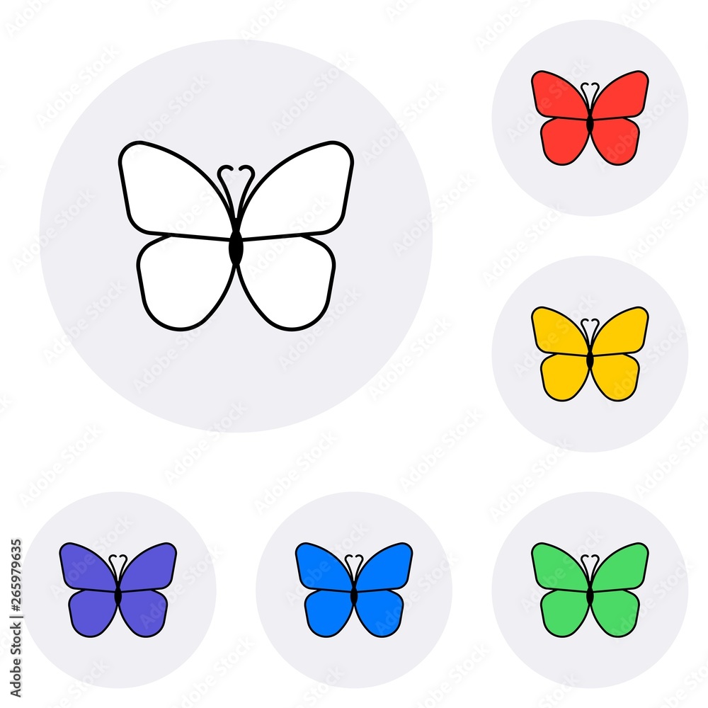 Aufkleber set of simple butterfly icons on white background. flat vector illustration easy to edit and customi