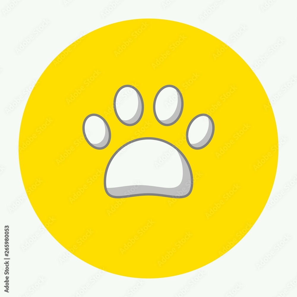 Poster paw icon in yellow circle. flat vector illustration easy to edit and customize. eps10