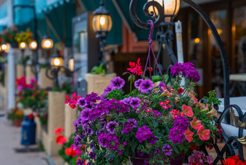 Cozy street with tables of cafe old town street in Europe, France. Architecture and landmark. Cozy cityscape.