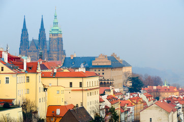 Obraz premium Beautiful view of Prague Castle from observation deck at Strahov Monastery, Prague, Czech Republic