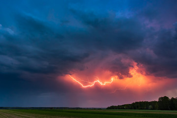 Obraz na płótnie Canvas Lightning with dramatic clouds image . Night thunder-storm