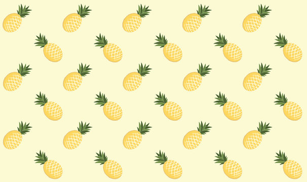 Minimal pastel yellow pineapple pattern seamless background summer fruite vector graphic