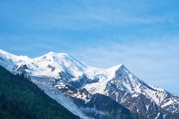 Fototapeta na wymiar Chamonix Mont Blanc, famous ski resort in Alps mountains, France. Summer landscape.