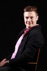 Caucasian Male Fashion Model Portrait with Black Background