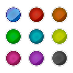 Set of colored glass buttons. Colored round buttons.