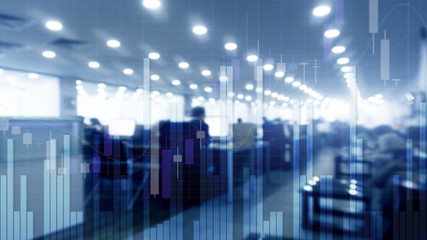 Stock Market Graph and Bar Candlestick Chart.