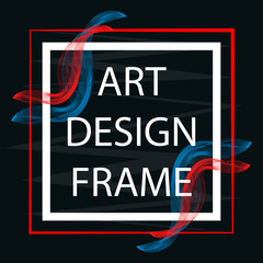 Vector abstract banner in bright colors. Art frame white on a black background. Frame with colored stripes.