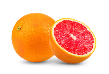 pink orange grapefruit slice isolated on white background. full depth of field