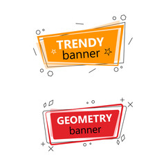 Set of color stylish banners. Two trendy geometric banners.