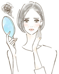 ほうれい線　シワ　紫外線トラブル　日焼けを気にする女性　美容　肌