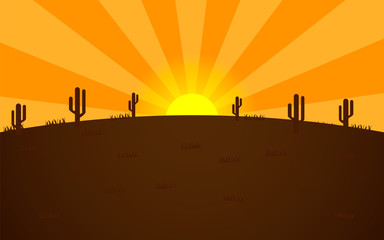 Background of the rising sun. Vector illustration. Brown background.