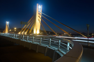 Evening Bridge lighting. Santa Coloma. Spain