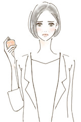 フレグランス　香りに敏感なシニア女性　スメハラ　手描きイラスト