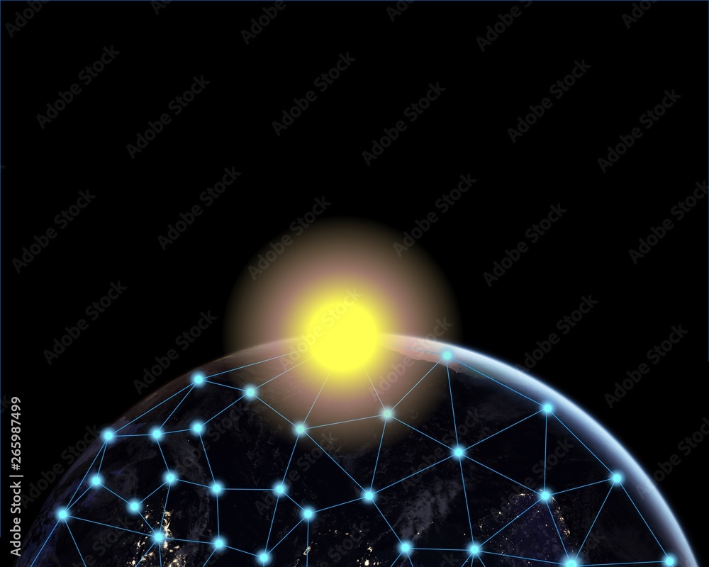 Poster concepts of the global cloud system concept digital network,earth image provided by nasa.elements of