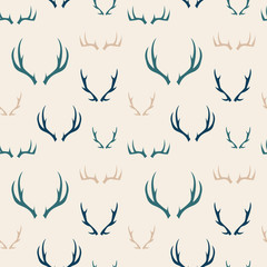 A seamless pattern of illustrated deer antlers