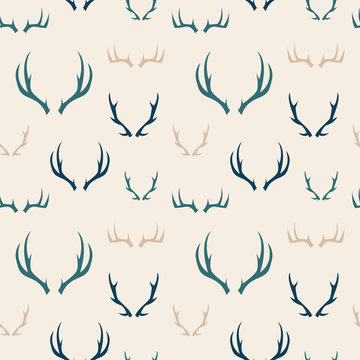 A seamless pattern of illustrated deer antlers