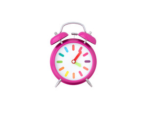 violet colour alarm clock on isolated white background