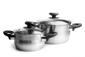 Stainless steel pans with glass lids