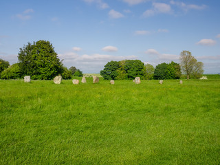 Details of stones and the environs in the Prehistoric Avebury Stone Circle, Wiltshire, England, UK