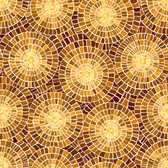 Seamless pattern of yellow marble mosaic.