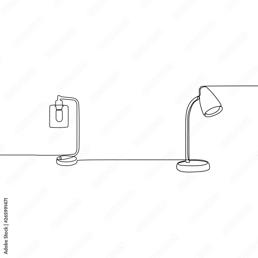 Poster modern student lamp continuous line lamp vector. outline set of lamp icons for web design isolated o