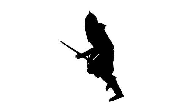 Black silhouette of a running soldier