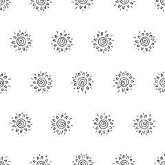Hand drawn doodle Sun Seamless pattern. Vector Background for kids