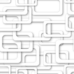 Abstract seamless pattern of randomly arranged gray rectangle frames with soft shadows on white backgrounds
