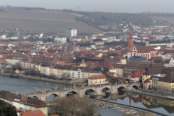 View on Würzburg old city center from Marienberg