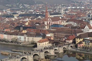 View on Würzburg old city center from Marienberg