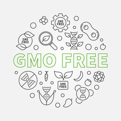 GMO Free vector round concept thin line illustration