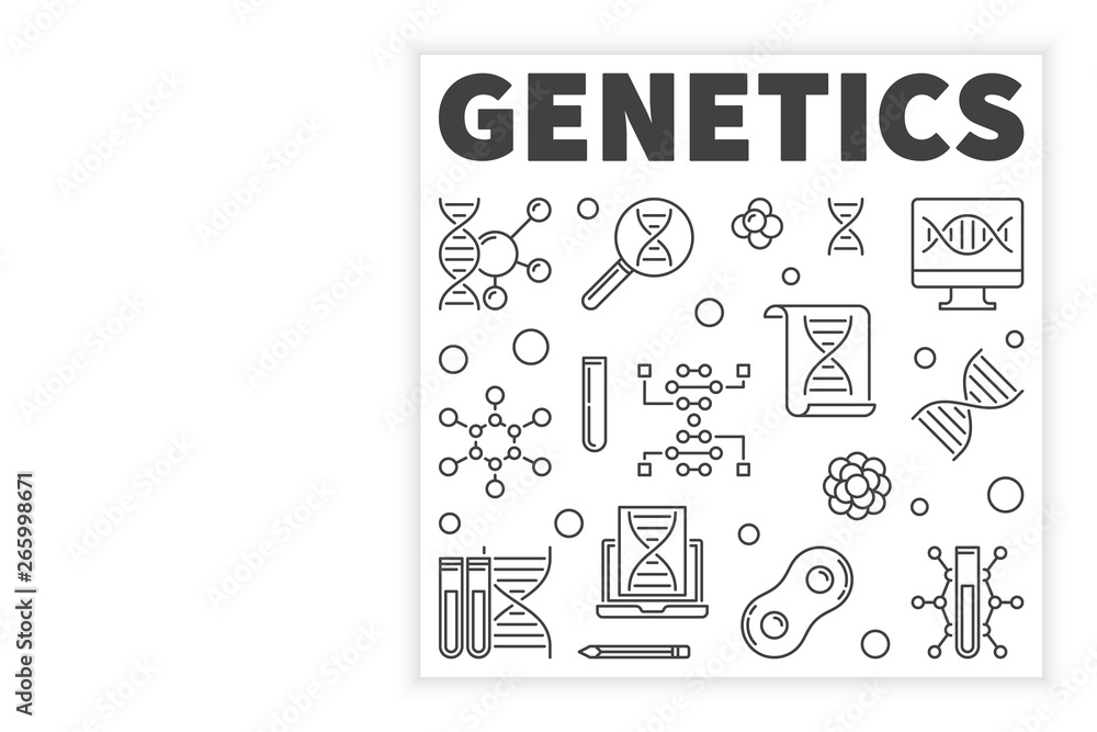 Poster vector genetics modern concept square design element or banner in outline style